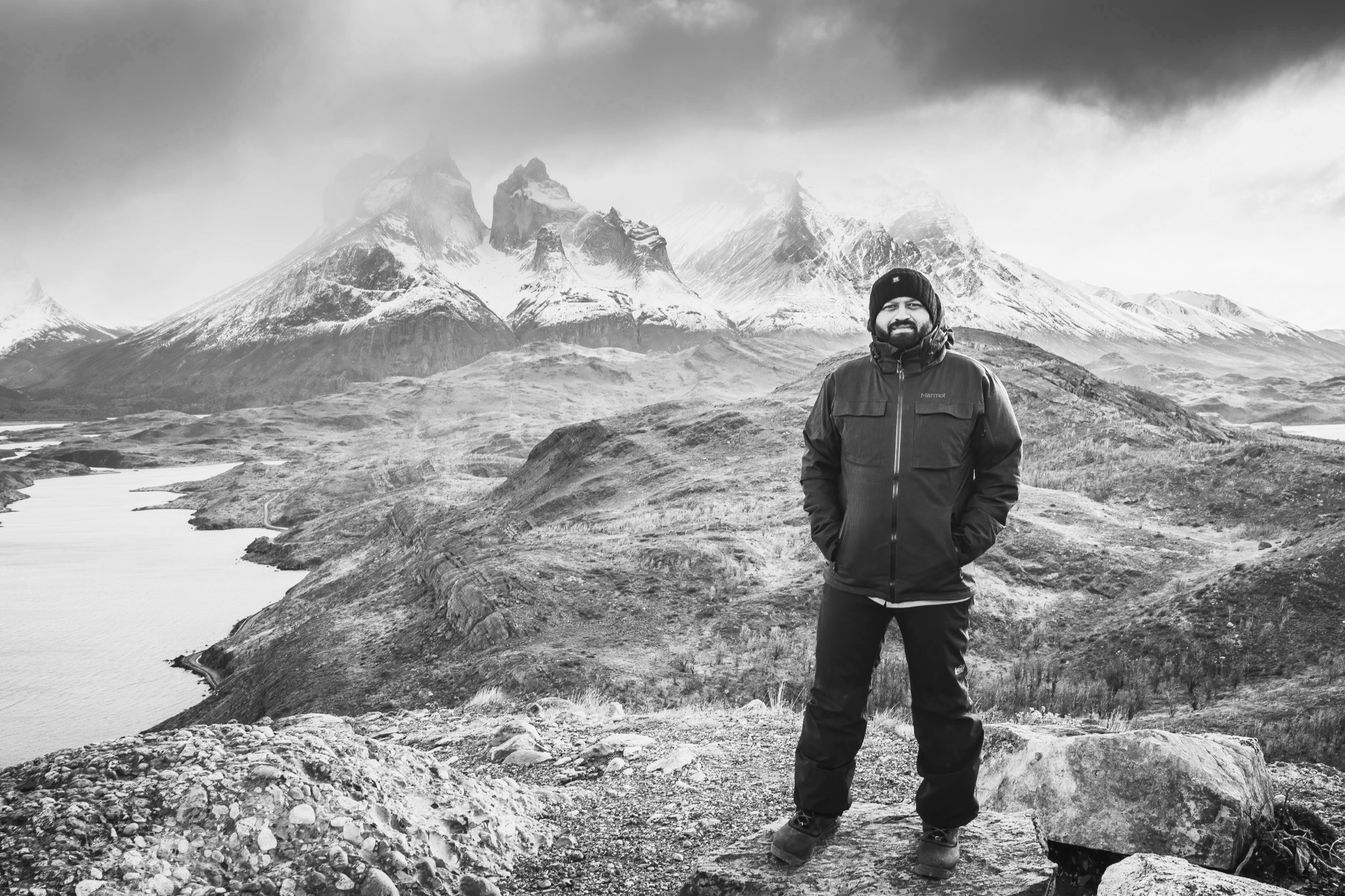 Mital Patel in the mountains of Patagonia