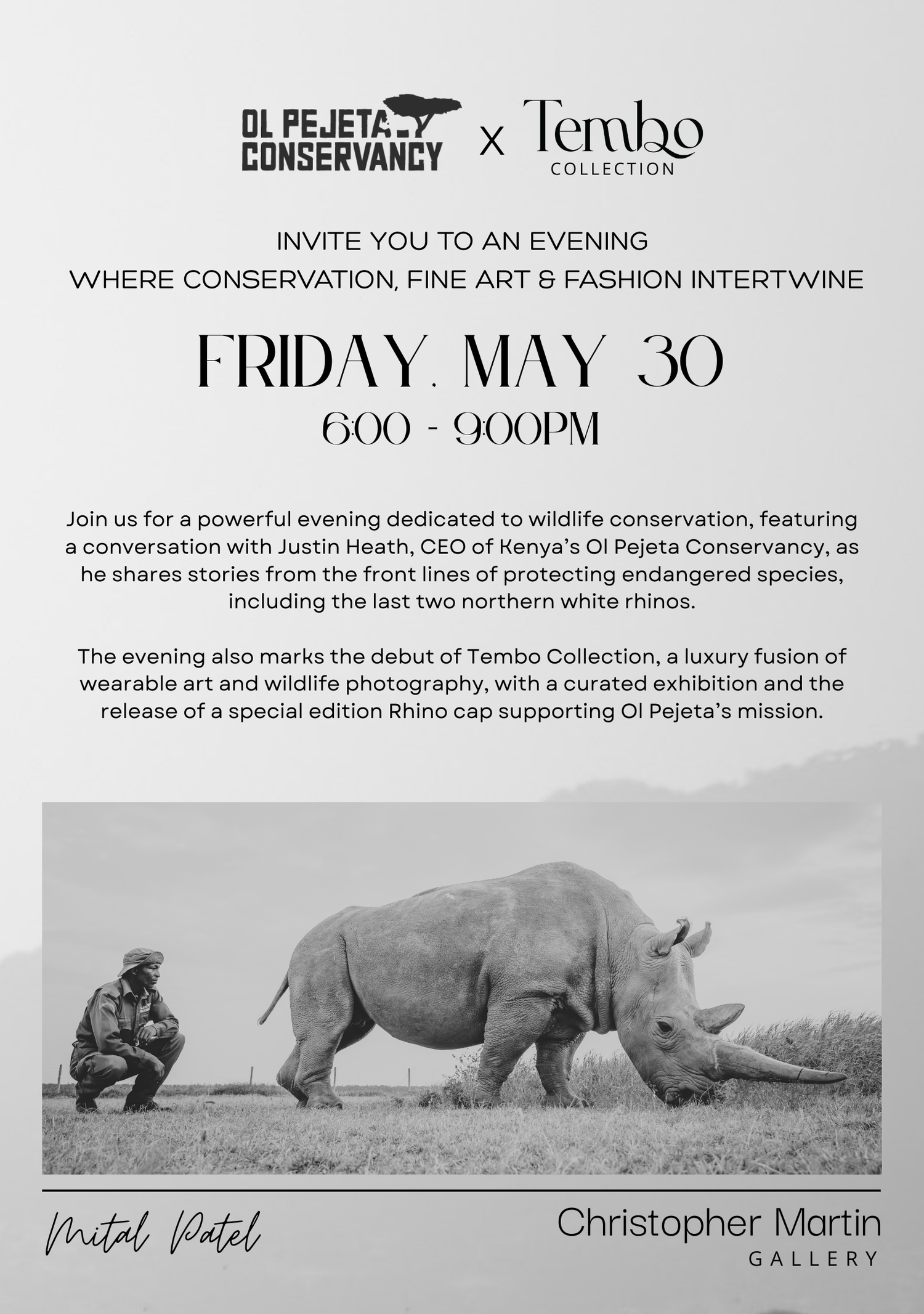 Ol Pejeta x Tembo Launch Party & Exhibition at Christopher Martin Gallery